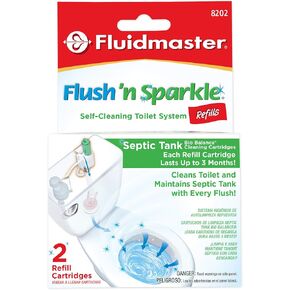 Fluidmaster 8102P8 Flush 'n Sparkle Automatic Toilet Bowl Cleaning System Refills, Blue 2-Pack, Upgraded Version in Kuwait