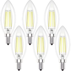 E12 Led Bulb 4W,40 Watt Equivalent Candelabra Ceiling Fan Light Bulbs,Soft White 2700K,Non-Dimmable, Pack of 4