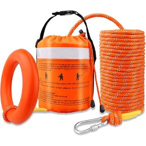 Water Rescue Throw Bag with 50FT Rope, Reflective Floating Throw Bags in 1/3In Tensile Strength Rated to 1844lbs, High Visibility Emergency Rescue Rope for Kayaking, Boating, Fishing, Rafting