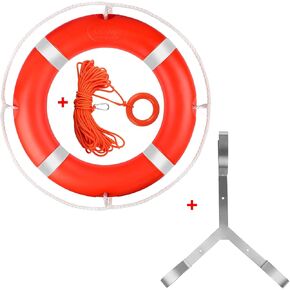 23"/28" Life Ring, Life Preserver Ring with 98.4FT Water Floating Lifesaving Rope,Boat Safety Throw Rings with Reflective Tape,(Orange-1 Pack) - 2 Size
