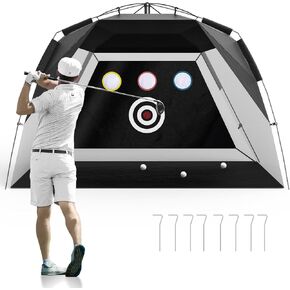 Foldable Golf Net 10x7FT: Easy POP UP Golf Hitting Net for Quick Opening & Folding - Home Golf Practice Nets for Backyard Driving Chipping Swing Training with Travel Bag - Gift for Men/Golf Lovers