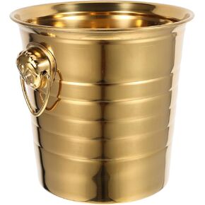 Metal Ice Buckets Stainless Steel Ice Bucket Golden Cooler Bucket Wine Drinks Beer Bottles Container for Home Party Bar- 3L