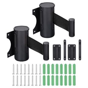 PATIKIL Fixed Wall Mount Retractable Belt Barrier, 2Pcs 10 Feet Red Color Belt with Steel Case for Crowd Control Grocery Retail Store Stadium