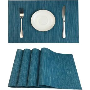 WAZAIGUR Placemats Set of 6 for Dining Table Heat-Resistant Washable Place Mats Woven Vinyl Kitchen Table Mats Easy to Clean,Orange