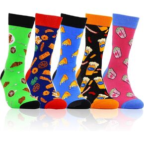 Mens Funny Socks Crazy Novelty Crew Socks Colorful Cotton Cozy Funky Graphic Patterned Space Food Animal Socks