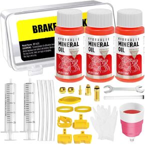 Brake Bleed Kit for Shimano Hydraulic Brakes with 180 ml Mineral Oil Brake Fluid, Bike Brake Bleed Kit for Shimano Mountain/Road Bike Brake