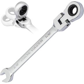B4B BANG 4 BUCK 9/16 Ratchet Wrench, Flex-Head Ratcheting Combination Wrench Industrial Grade 72 Teeth 12 Point Ratchet Box Ended and Open End Spanner Tools, SAE