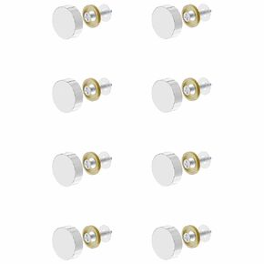 8 PCS 10mm(0.39") Mirror Screws, Brass Decorative Caps Cover Fasteners, Metal Mirror Nails, Polished Flat Silver Lid (Bright Silver)