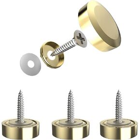 Aopin Mirror Screw Cap, Decorative Screws Cover Fasteners for Sign/Advertising Hardware Nails/Construction, Arc Gold, 12mm, 4Pcs