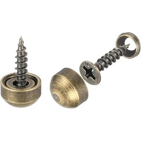 uxcell 12Pcs Brass Decorative Screws with Caps, 15mm Mirror Screws Cover Self-Tapping Screws for Furniture Fixing, Bronze