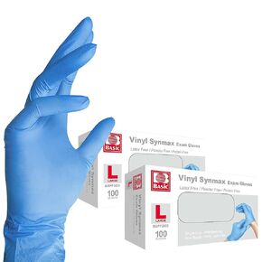 Jointown Basic Medical Synmax Vinyl Exam Gloves - Latex-Free & Powder-Free - Large, BMPF-3003 Blue 2 Boxes of 100 in Kuwait