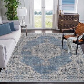 Superior Indoor Runner Rug, Cotton Backing, Rugs for Living Room, Kitchen, Dining, Office Floors, Bedroom, Entry, Dorm, Modern Abstract Decor, Home Essentials, Acer Collection, 2' 7" x 8', Blue