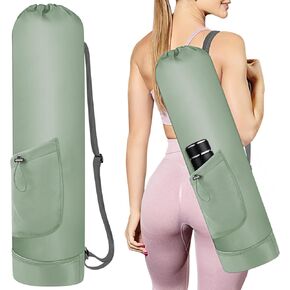 Yoga Mat Bag with Water Bottle, Full Zip Yoga Mat Carrier Adjustable Strap Yoga Mat Holder with Pocket Waterproof Yoga Bags for Women Men