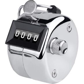 Metal Tally Counter Clicker Counter Handheld Pitch Counter, Manual Mechanical 4-Digit Number Click Counter, One Hand Counter Clicker Digital Counting for Coaching Knitting People Lap Fishing Golf&Row