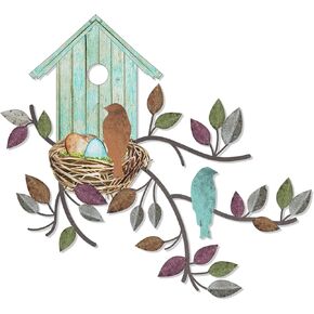 Peryiter Birds Wall Decor Metal Bird Decor for Wall Outdoor Bird Wall Art Hanging Metal Tree with Birdhouse for Living Room Metal Tree Leaf Wall Decor for Indoor Outdoor Garden (Brown)