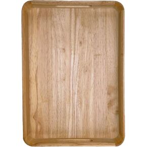 Rubberwood Serving Trays with Handle Nesting Multipurpose Trays - for Breakfast, Coffee Table/Butler & More - Light & Sturdy Wooden Tray(18.09in*12.66in*2.36in)