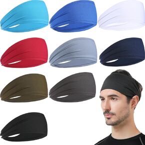 Mens Headbands Moisture Wicking Workout Wide Sweatband Workout Sport Hairband for Head Basketball Yoga Football Cycling Running