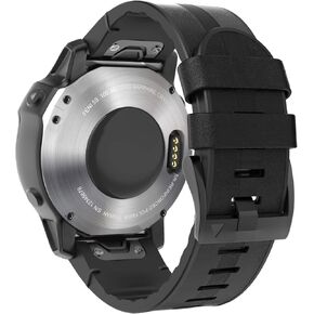 أحزمة ساعة جلدية لـ Fenix ​​7X/Fenix ​​6X / Fenix ​​5X، سريعة التركيب 26 مم من الجلد الطبيعي الناعم مع حزام معصم مقاوم للعرق من السيليكون لـ Garmin Fenix ​​6X Pro