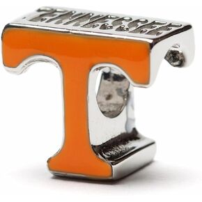 University of Tennessee Charm for Charm Bracelets - Tennessee Orange Power T Bead - Hypoallergenic Stainless Steel Charms - Tennessee Vols Gifts for Her