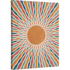 TLESKE Colorful Boho Sun Wall Art Decor for Nursery Classroom Kids Room Playroom Bathroom Bedroom, Cute Sunshine Canvas Wall Art Prints, Bohemian Nursery Decorations Picture Artwork Paintings for Walls, 11x14in