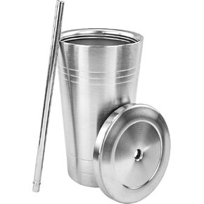 Southern Homewares Stainless Steel Double Walled Insulated Tumbler Cup With Straw Screw Top Spill Resistant Lid 20oz 2 Pack