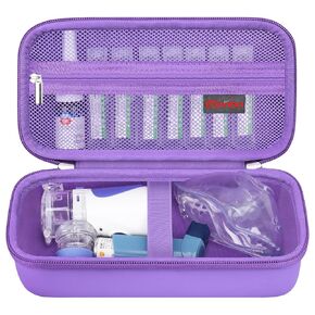Elonbo Carrying Case for Portable Handheld Inhaler Nebulizer Machine for Adults and Kids, Asthma Inhaler Travel Case, Handheld Mesh Atomizer Machine Holder, Inhaler Spacer Bag, Purple