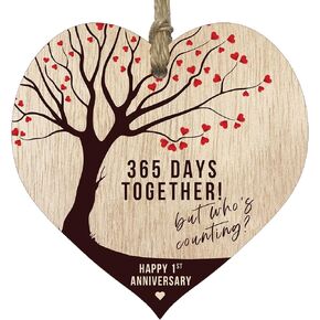 9th Wedding Anniversary Wooden Heart Plaque, Light Wood Christmas Sign Keepsake, Celebrate Willow/Pottery Anniversary Wife Husband Boyfreind Girlfriend Mom or Dad, Plaque Quotes Gifts from the Kids