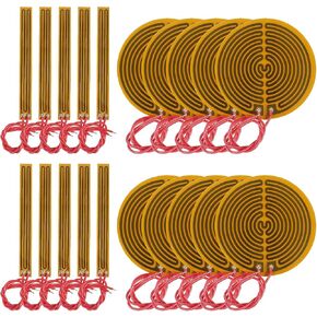 20PCS Film Heater Plate Adhesive Pad,PI Heating Elements Film with Cord(12V 12W+12V 13W)