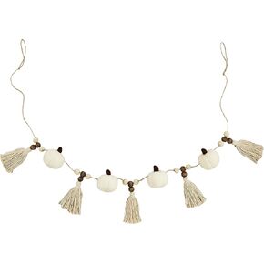 Mud Pie, White, Pumpkin Tassel Garland, 60"