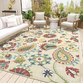 5 x 8ft Upgraded Reversible Mats, Outdoor Plastic Straw Rug, Foldable Modern Area Rug, Large Floor Mat for Outdoors, Rv, Patio, Backyard, Picnic, Beach, Deck, Trailer, Camping