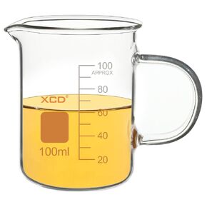 Glass Beaker (500 ml), Borosilicate Glass Beaker Low Form Griffin Graduated Beaker with Handle and Pouring Spout