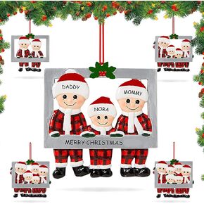 Personalized Christmas Ornament 2024, Christmas Tree Ornament, Frame Personalized Happy Family Made of Ceramic, Christmas DIY Name Hanging Pendant, Cute Tree Decorations (Family of 6)