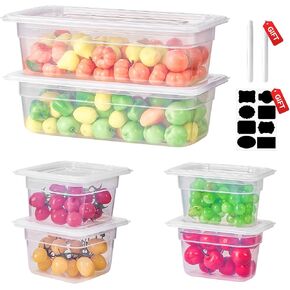 1/6 Size 6 Inch Clear NSF Polycarbonate Food Pan-9 PCS[Food Grade][Hot&Cold Resistant] Commercial Food Pans with Lids, Restaurant Food Storage Containers Hotel Pan(BPA-FREE)