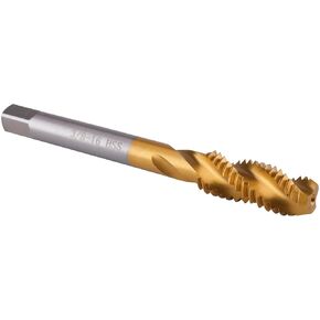 Burkit 3/8"-16 UNC Spiral Flute Tap, HSS Titanium Coated Spiral Flute Plug Threading Tap 3/8 x 16 UNC