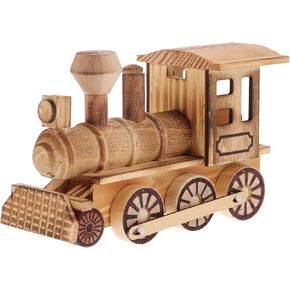 Tofficu Wooden Crafts Wood Steam Train Figurine: Retro Locomotive Ornament, Steampunk Statue, Train Decorations Ideal for Home Office Decor and Boys Room, Crafted from Engineering Wood