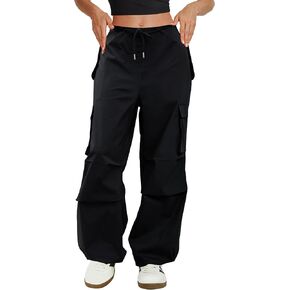 Cargo Pants Women Low Waisted Parachute Pants with Pockets Loose Baggy Hiking Pants Y2K Clothes