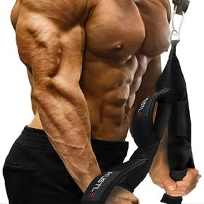 Hustle Athletics Tricep Rope Cable Attachments for Gym Use - Perfect Gym Equipment for Home/Gym Accessories - Multi Workout Rope Cable Machine Attachment -Best Gym Rope Grip with 4 Anti-slip Handles