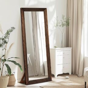 65"x22" Full Length Mirror Solid Wood Frame Arched Floor Mirror with Stand for Living Room, Bedroom Hanging Standing or Leaning, White