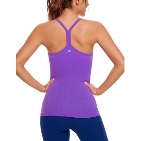 CRZ YOGA Seamless Workout Tank Tops for Women Racerback Athletic Camisole Sports Shirts with Built in Bra