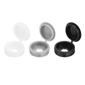 uxcell 210Pcs Screw Cover Caps, Plastic Hinged Screw Covers, Snap Washer Covers Screw Caps for Furniture and Walls, Black/White/Grey