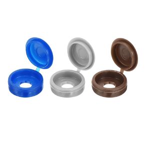 uxcell 210Pcs Screw Cover Caps, Plastic Hinged Screw Covers, Snap Washer Covers Screw Caps for Furniture and Walls, Blue/Coffee/Grey