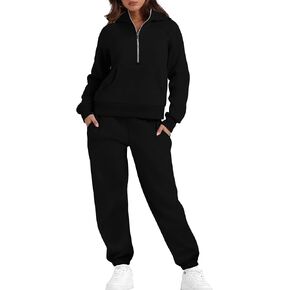 Aokosor Womens 2 Piece Outfits Lounge Half Zip Hoodie Sweatsuit Sets Oversized Sweatshirt Baggy Fall Fashion Sweatpants