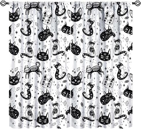 JESTRONRY Halloween Spooky Curtains, Magic Witch Pumpkin Horror Skull Spooky Boho Style Window Treatments Curtains for Living Room Bedroom Halloween Decor 42x45in in Kuwait