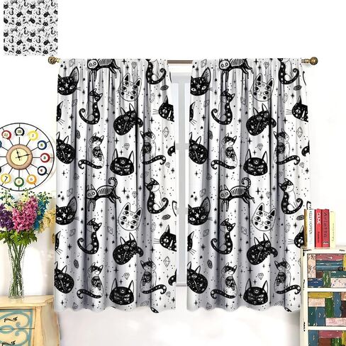 JESTRONRY Halloween Spooky Curtains, Magic Witch Pumpkin Horror Skull Spooky Boho Style Window Treatments Curtains for Living Room Bedroom Halloween Decor 42x45in in Kuwait