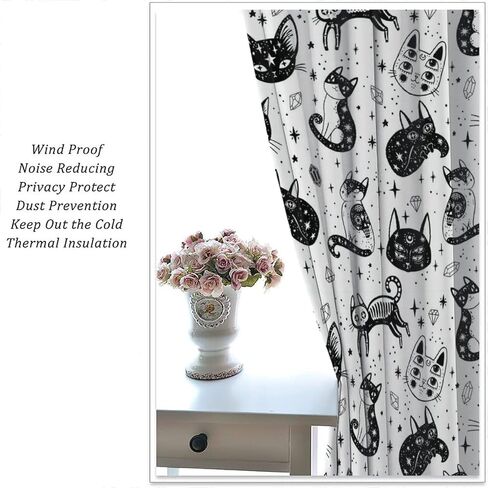 JESTRONRY Halloween Spooky Curtains, Magic Witch Pumpkin Horror Skull Spooky Boho Style Window Treatments Curtains for Living Room Bedroom Halloween Decor 42x45in in Kuwait