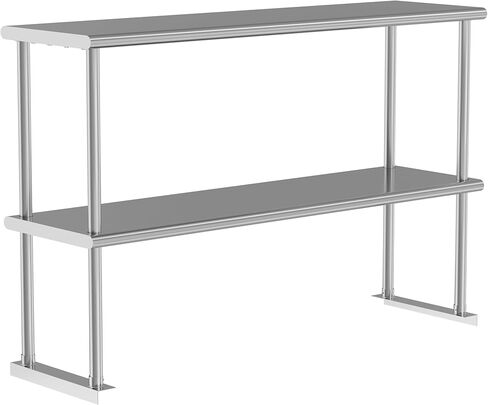 رف مزدوج من الفولاذ المقاوم للصدأ بطبقتين مقاس 12 × 36 بوصة، سعة الوزن 330 رطل للإعداد وطاولة العمل في المطعم والمنزل والمطبخ in Kuwait