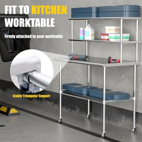 رف مزدوج من الفولاذ المقاوم للصدأ بطبقتين مقاس 12 × 36 بوصة، سعة الوزن 330 رطل للإعداد وطاولة العمل في المطعم والمنزل والمطبخ in Kuwait