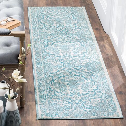 SAFAVIEH Evoke Collection 2'2" x 7' Ivory/Gold EVK242S Non-Shedding Living Room Entryway Foyer Hallway Bedroom Runner Rug in Saudi Arabia