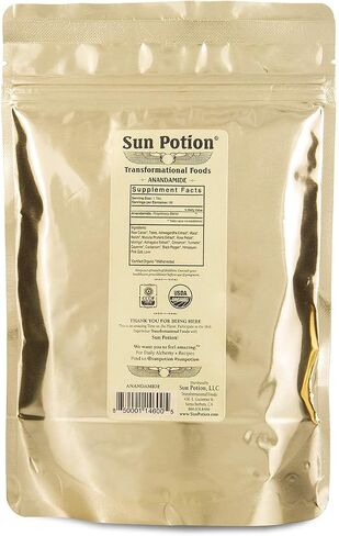Organic Anandamide 222g by Sun Potion - Raw Unsweetened Cacao Powder and Tonic Herbs - Includes Tocos Ashwagandha Reishi Maca Moringa Turmeric Astragalus Cayenne Cinnamon and Others in Saudi Arabia