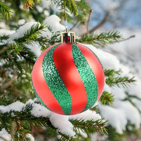 2.36’’ Christmas Balls Ornaments - 30PCS Plastic Christmas Tree Ornaments Balls, 2024 Christmas Ornaments, White Green and Red Hanging Decorations, Shatterproof Ornaments for Christmas in Kuwait